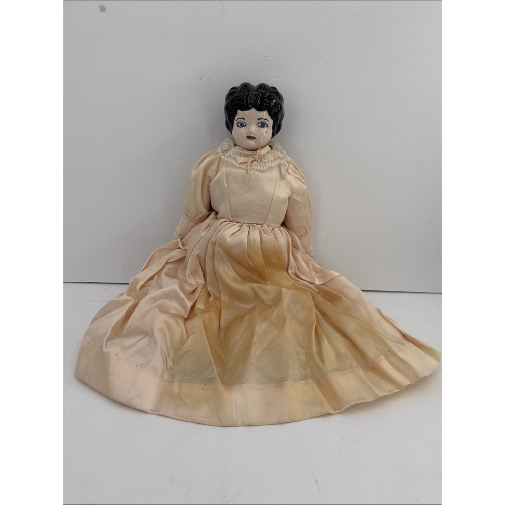 Vintage Handmade Porcelain Doll Katie Johnston Victorian Style Cloth Body
